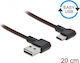 DeLock Angle (90°) / Braided USB 2.0 Cable USB-C male - USB-A Μαύρο 0.2m 85279