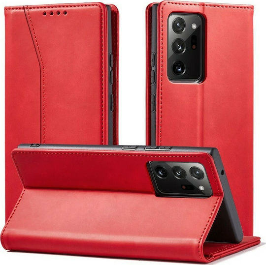 Bodycell PU Leather Buchen Sie Synthetisches Leder Rot (Galaxy Note 20 Ultra)