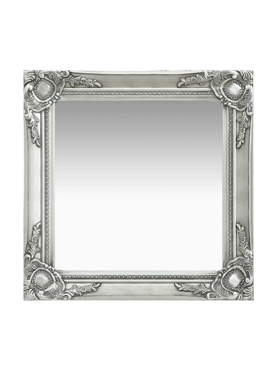 vidaXL Wall Mirror with Silver Wooden Frame 50x50cm 1pcs