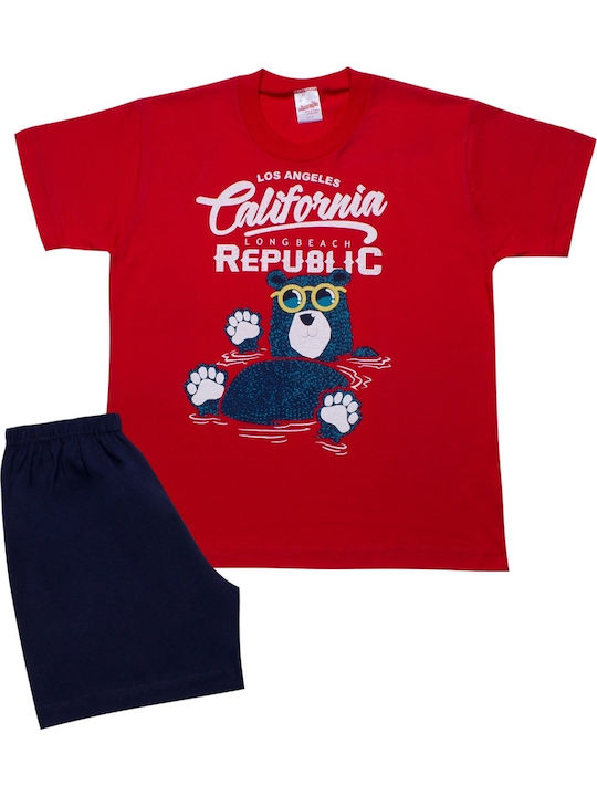 Minerva Set Top & Bottom Kids Summer Pyjamas Red