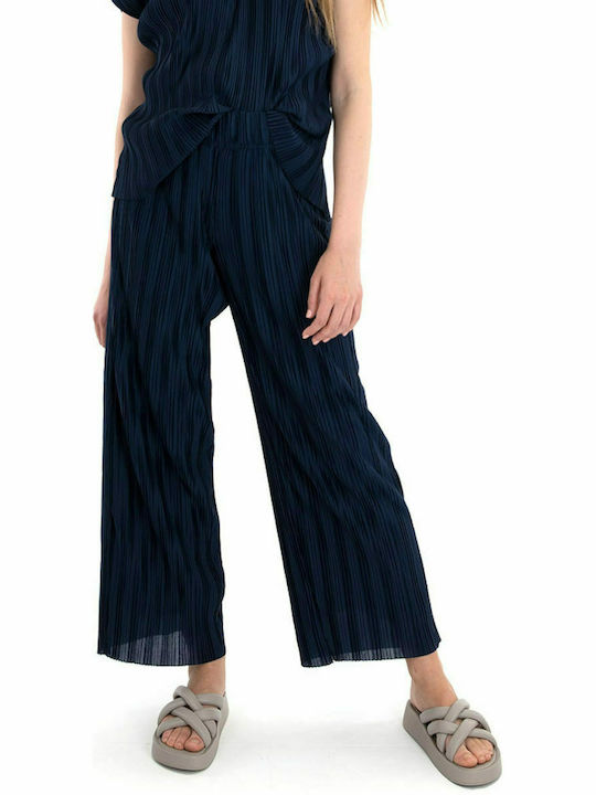 Only Women's High Waist Fabric Trousers Navy Blue
