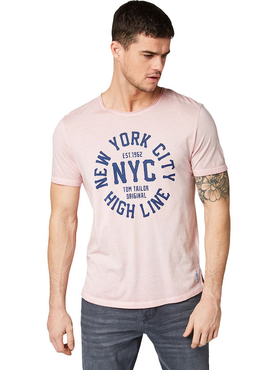 Tom Tailor Men's Short Sleeve T-shirt Pink 1009938-11055