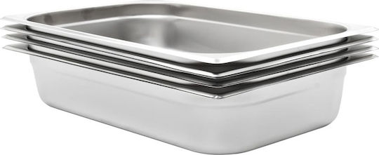 vidaXL Stainless Steel Gastronorm GN1/1 H100mm 4pcs