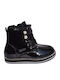 Teddy Kids Leather Boots with Zipper Black