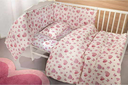 Guy Laroche Sweet Heart Baby Sheets Set Crib Cotton Multicolored 115x170cm 3pcs