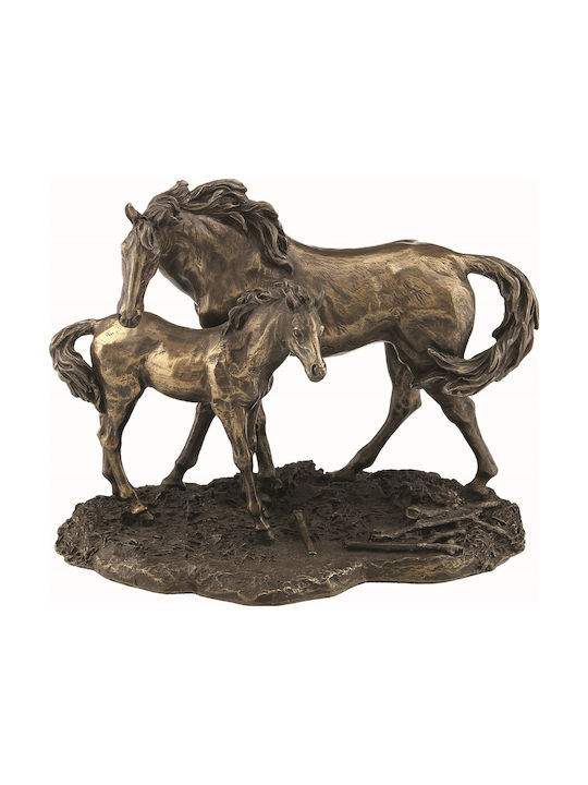 Horses Mother-Child statue (Electrolysis of bronze Veronese 15cm)