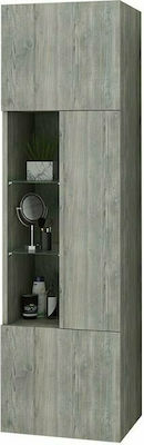 Drop Instinct Wall Hung Cabinet Bathroom Column Cabinet L40xD32xH140cm Smoked Oak