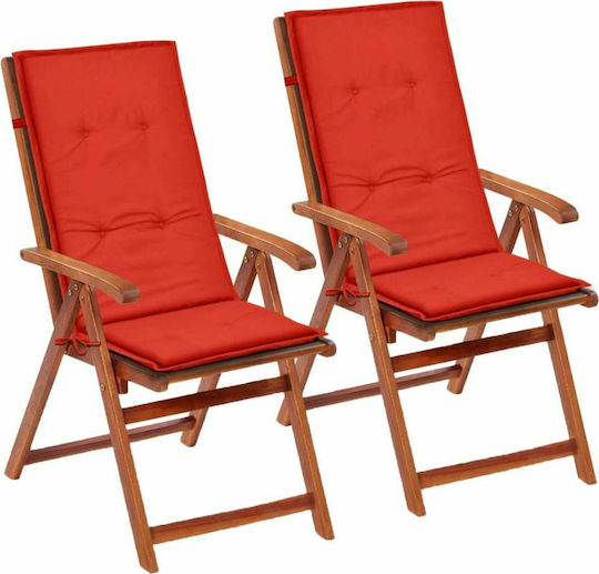 vidaXL Pernă Scaunului De Grădină Cu Spătar Roșie Waterproof 2 Bucăți 120x50 Cm