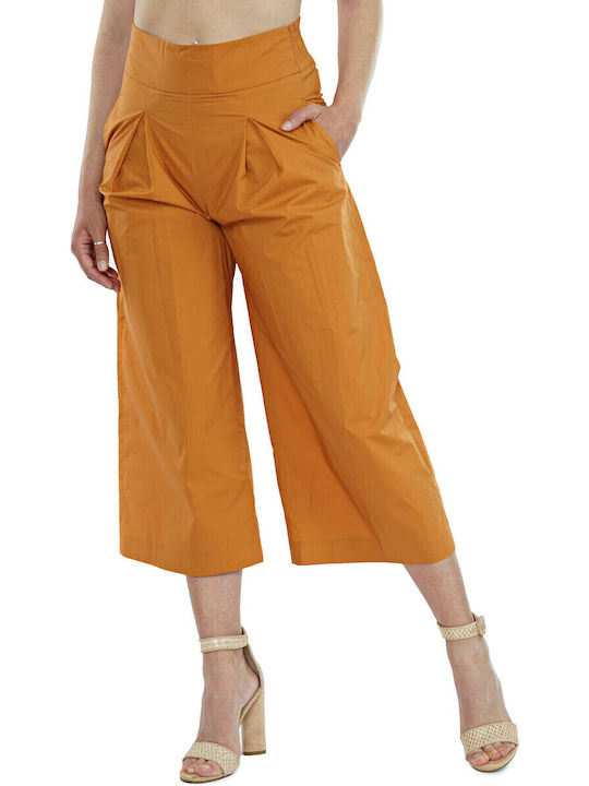 Teso 4 Femei Talie înaltă Din material textil Pantaloni cu elastic Evazați Portocalie