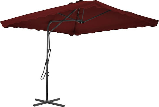 Hängender Quadratischer Metallischer Burgunder Garten- und Terrassen-Sonnenschirm 2,5x2,5xH2,3m