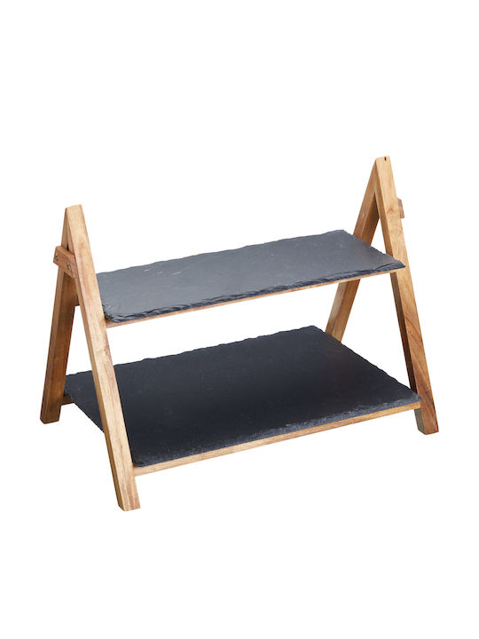 Kitchen Craft Artesa Master Πέτρινη Εταζέρα 2 Ορόφων Μαύρη Π25xΜ40xΥ30cm