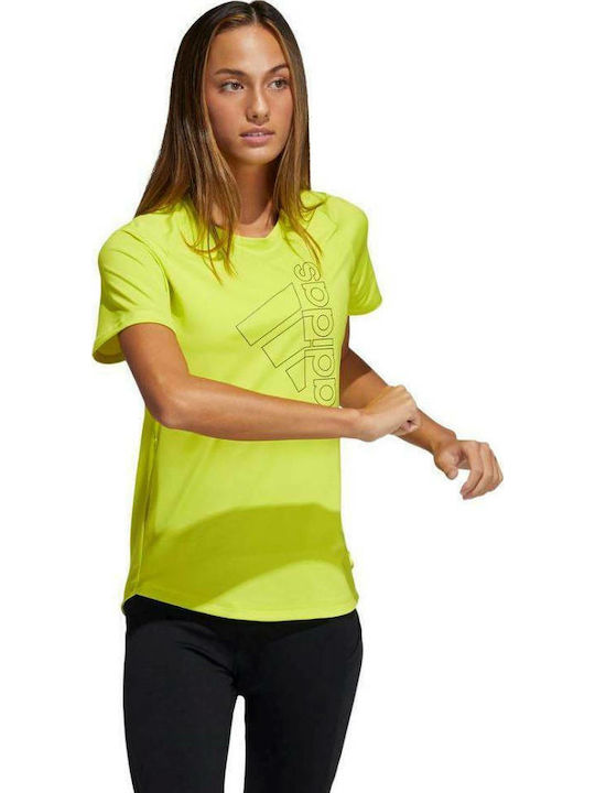 Adidas Tech Badge of Sports Women's Athletic T-shirt Fast Drying Yellow