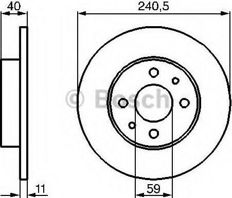 Bosch Σετ Δισκόπλακες Εμπρός 2τμχ για Alfa Romeo Alfa 155 / Alfa 33 Fiat 500 / Bravo / Marea / Punto / Tipo Ford Ka Lancia Delta / Musa