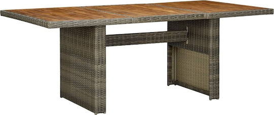 Masa pentru spații exterioare Rattan cu suprafață din lemn CAFE 200x100x74buc