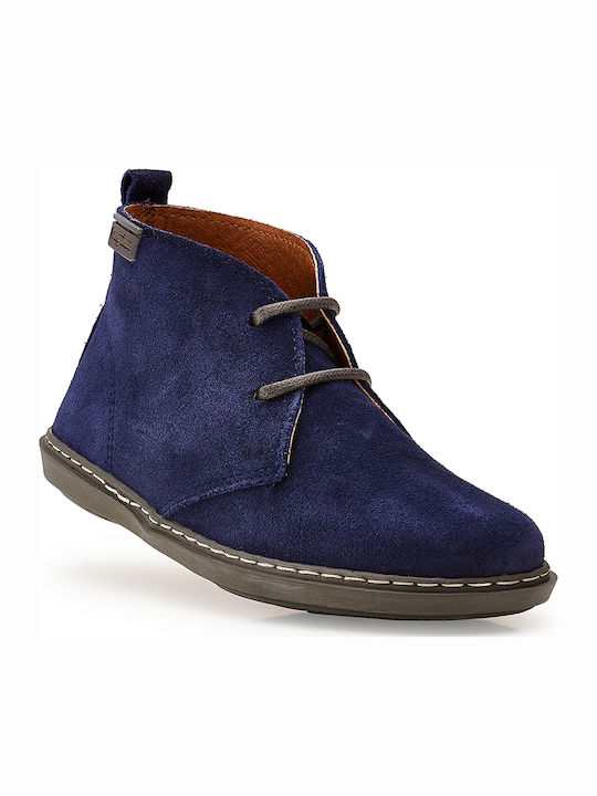 Suede Kinderstiefeletten mit Schnürsenkeln Blau