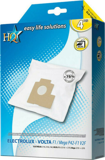 HQ F1 / Mega P42-F1 V2F Σακούλες Σκούπας 4τμχ Συμβατή με Σκούπα Electrolux