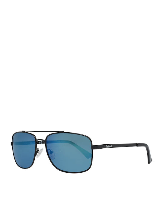 Timberland Men's Sunglasses with Black Metal Frame and Blue Lens TB7175-01X