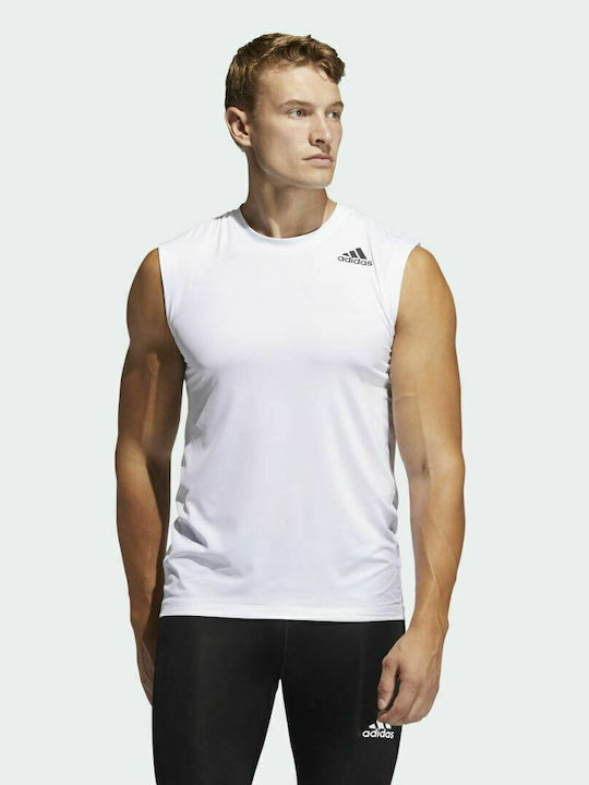 Adidas Techfit Ανδρική Μπλούζα Αμάνικη Λευκή