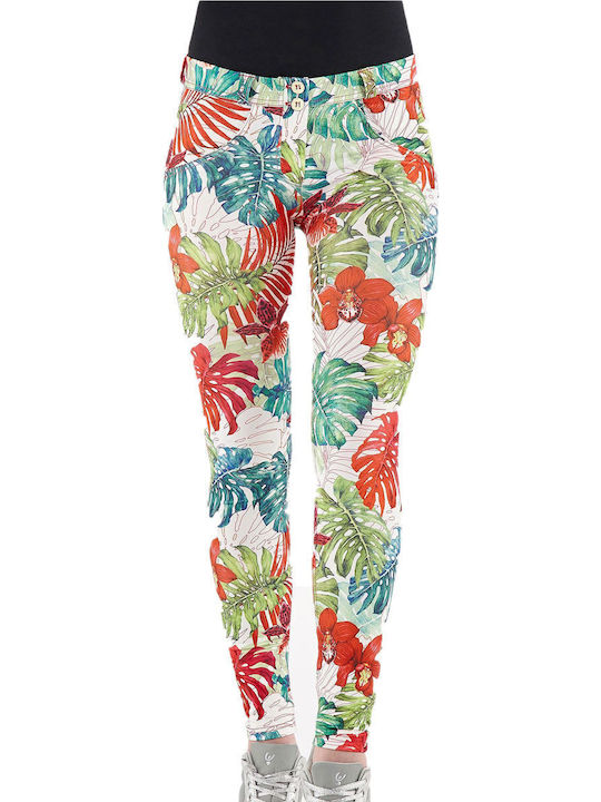 Freddy Damen Stoffhose Push Up Blumenmuster