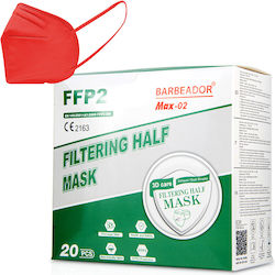 Max Barbeador Max-02 Filtering Half mask FFP2 Μάσκα Προστασίας FFP2 Κόκκινο 20τμχ