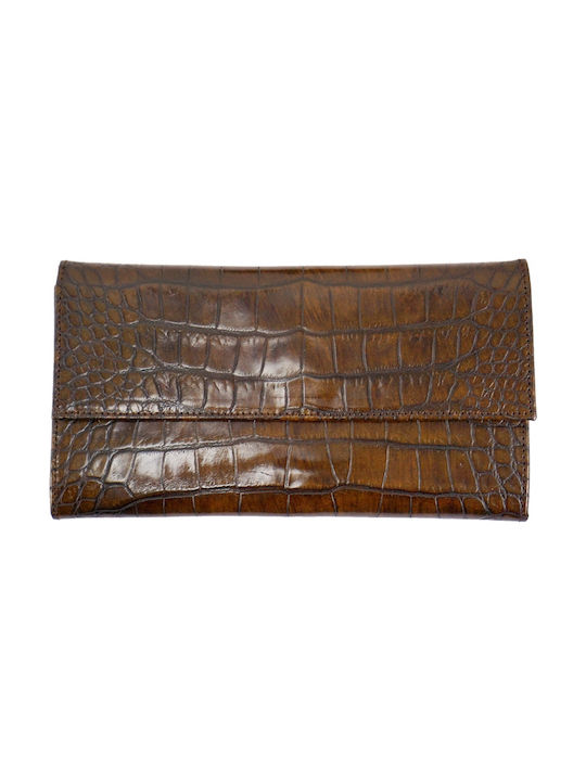 Δερμάτινο πορτοφόλι MYBAG 334 DARK BROWN CROCO ΣΚΟΥΡΟ ΚΑΦΕ