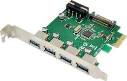 Powertech Κάρτα PCIe σε 4 θύρες USB 3.0