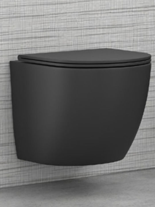 Karag Milos Rimless Wall-Mounted Toilet that Includes Slim Soft Close Cover Black