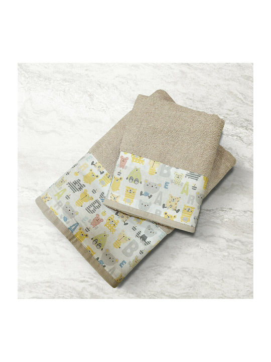 Lino Home Σετ Βρεφικές Πετσέτες 2τμχ Rudy Grey-Light Grey Βάρους 500gr/m²