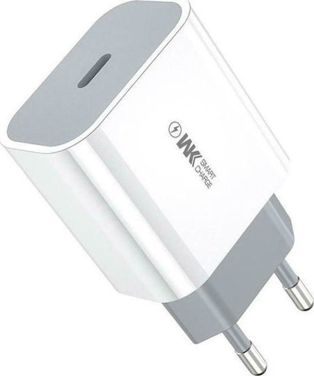WK Φορτιστής Χωρίς Καλώδιο με Θύρα USB-C 20W Power Delivery Λευκός (WP-U55)