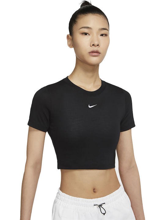 Nike Essential Κοντομάνικη Γυναικεία Αθλητική Μπλούζα Μαύρη