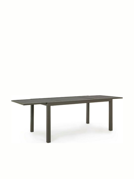 Τραπέζι Εξωτερικού Χώρου Αλουμινίου Επεκτεινόμενο Hilde Brown 160(+80)x90x75εκ.