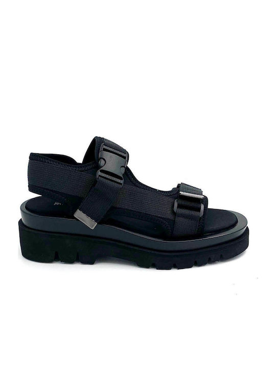Wrench Women's Fabric Ankle Strap Platforms Black