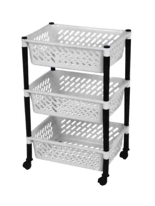 Troleu De Bucătărie Din Plastic Cu 3 Locuri Alb 30x39x62cm