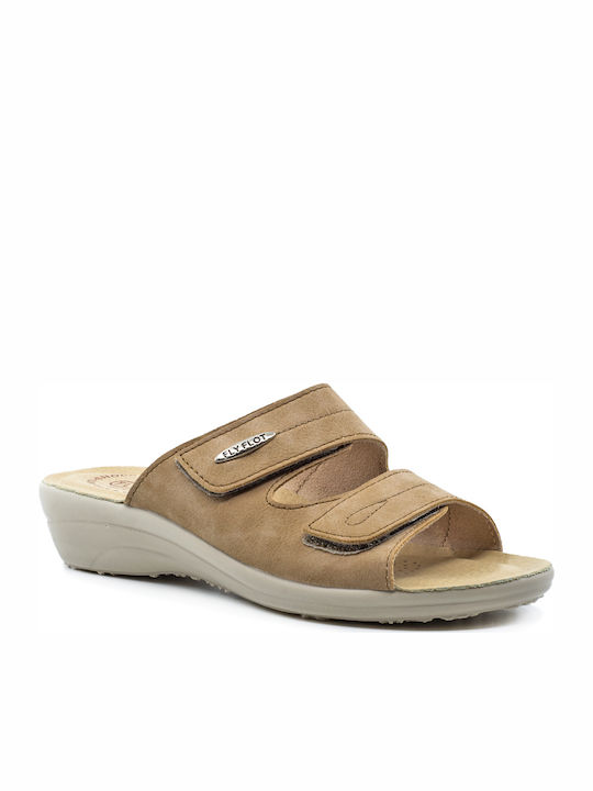 Anatomisch Damenplattformen in Stil Pantoffeln Beige