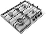 Calfer Gas Autonomous Cooktop with Liquid Gas Burners Inox 61x51cm