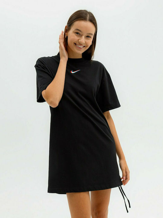 Nike Essential Mini Κοντομάνικο Αθλητικό Φόρεμα Μακό Μαύρο
