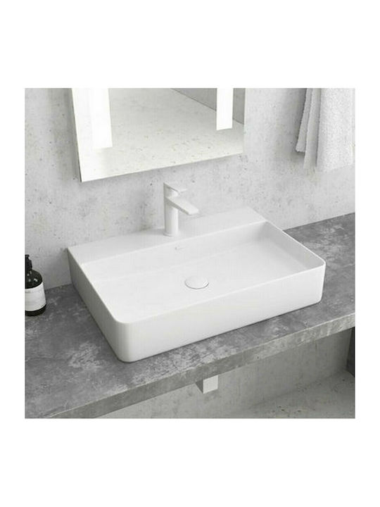 Karag LT2173 Επικαθήμενος Νιπτήρας Πορσελάνης 50x42cm White Matt