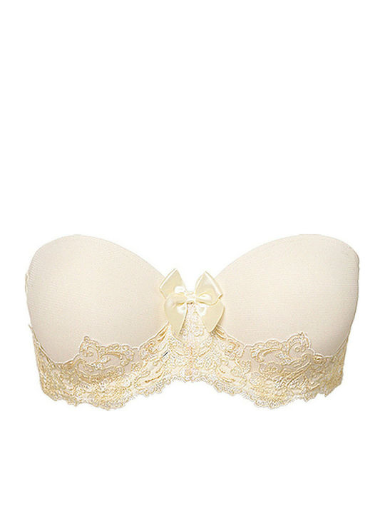 Strapless Bra with Light Padding Underwire Beige