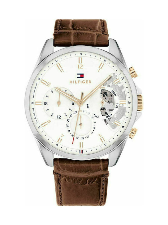 Tommy Hilfiger Baker Watch Chronograph Battery with Brown Leather Strap