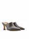 Paola Ferri Chunky Heel Leather Mules Brown