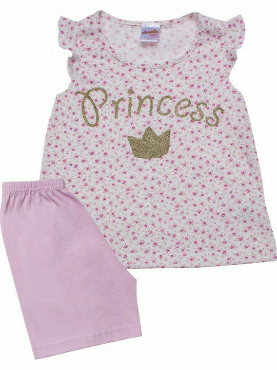 Minerva Set Top & Bottom Kids Summer Cotton Pyjamas Pink