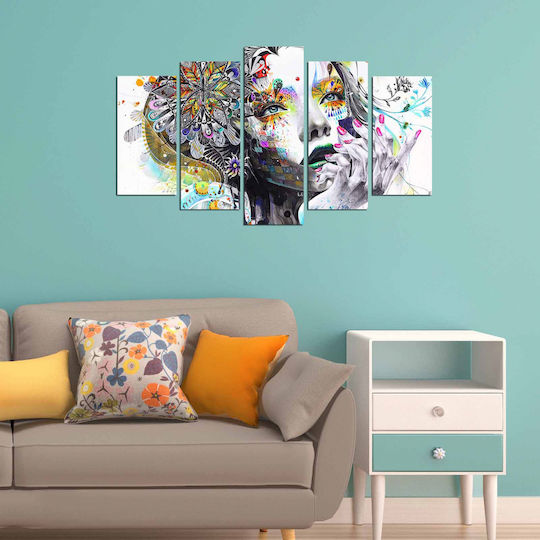 HomeMarkt Modern Dazzling Beauty Girl Fünffach Gemälde auf Leinwand 60x100cm