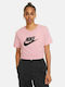 Sportswear Γυναικείο Αθλητικό Crop Top Κοντομάνικο Ροζ