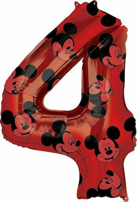 Μπαλόνι Foil Αριθμός Mickey Mouse Forever 4 Κόκκινο 66εκ.