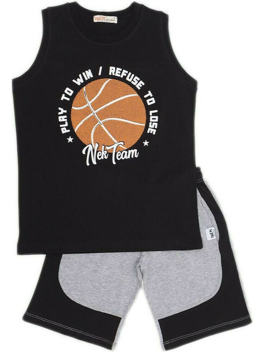 Kinder-Set mit Shorts Sommer 2Stück Schwarz