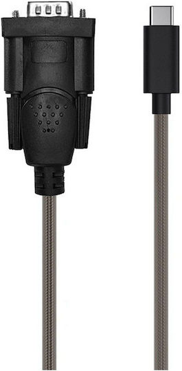 Cabletime C160 Braided USB 2.0 Cable USB-C Male RS-232 Black 1m