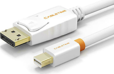 Cabletime Cable DisplayPort male - mini DisplayPort male 1.8m White ()