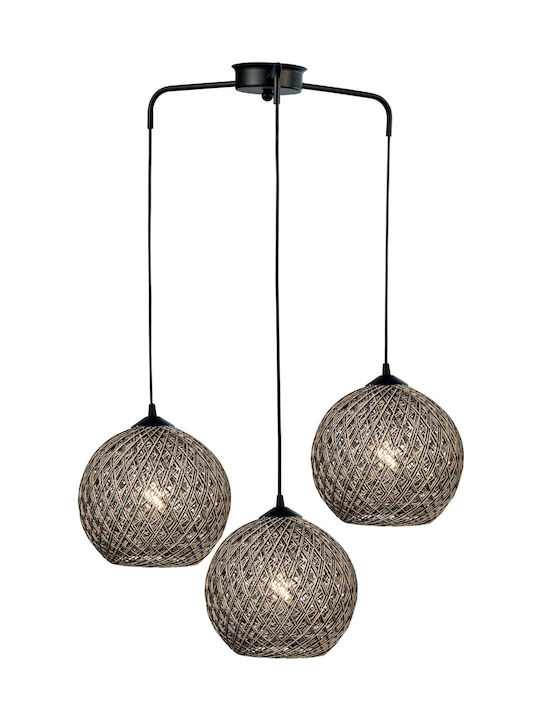 ArkoLight Pendant Lamp with Rope 3xE27 Black