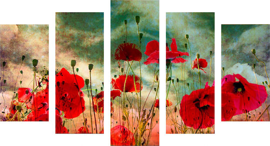 HomeMarkt Poppy Field De cinci ori Tablou pe Pânză 60x100cm