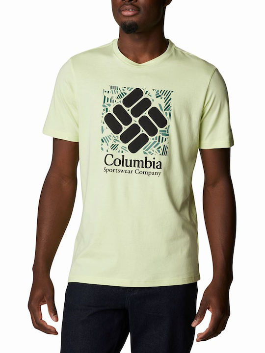 Columbia Rapid Ridge Graphic Ανδρικό T-shirt Κίτρινο με Λογότυπο
